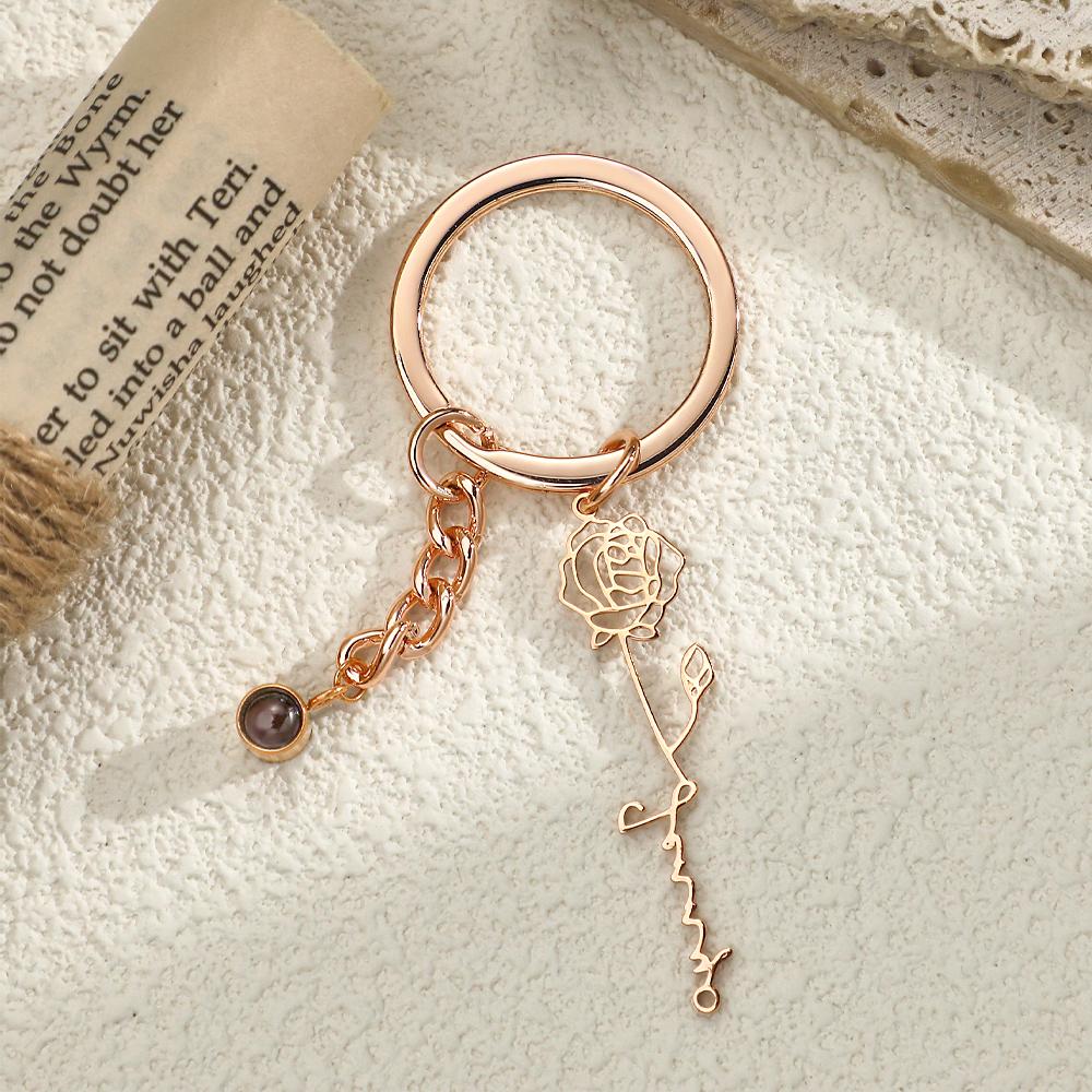 Custom Projection Keychain Birthday Flower Romantic Gift - soufeelmy