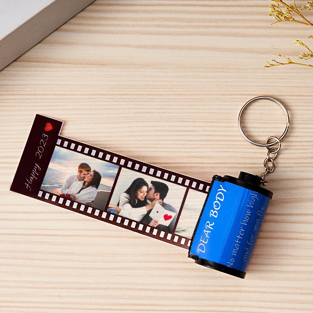 Custom Text Colorful Roll Film Keychain Camera Keychain Meaningful Gifts For Couples - soufeelmy