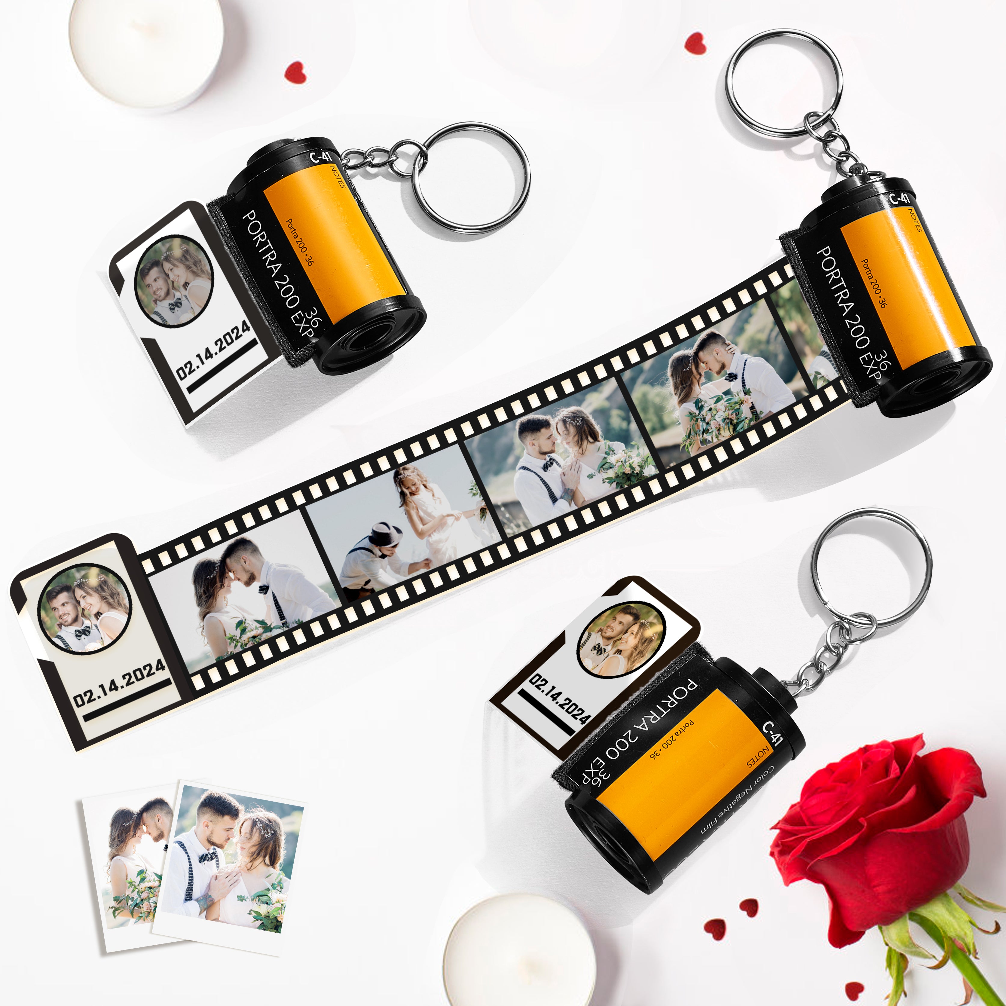 Custom Photo Film Roll Keychain With Text Memory Camera Keychain Valentine's Day Gifts For Couples - soufeelmy