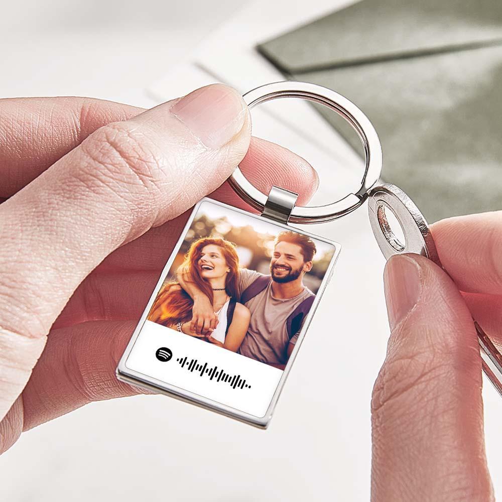 Custom Photo Spotify Code Calendar Keychain Personalized Date Scannable Music Code Keychain Anniversary Gift - soufeelmy