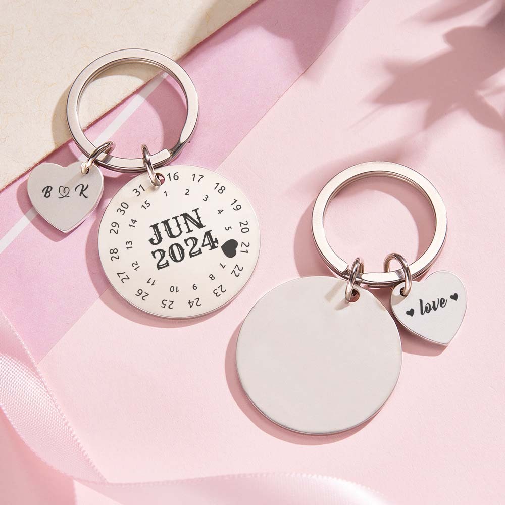 Personalized Calendar Keychain Significant Date Marker Valentine's Day Gifts For Couples - soufeelmy