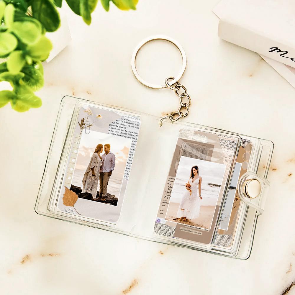Custom Mini Photo Album Keychain Custom Design Background Photo Plastic Keychain Gift for Her - soufeelmy