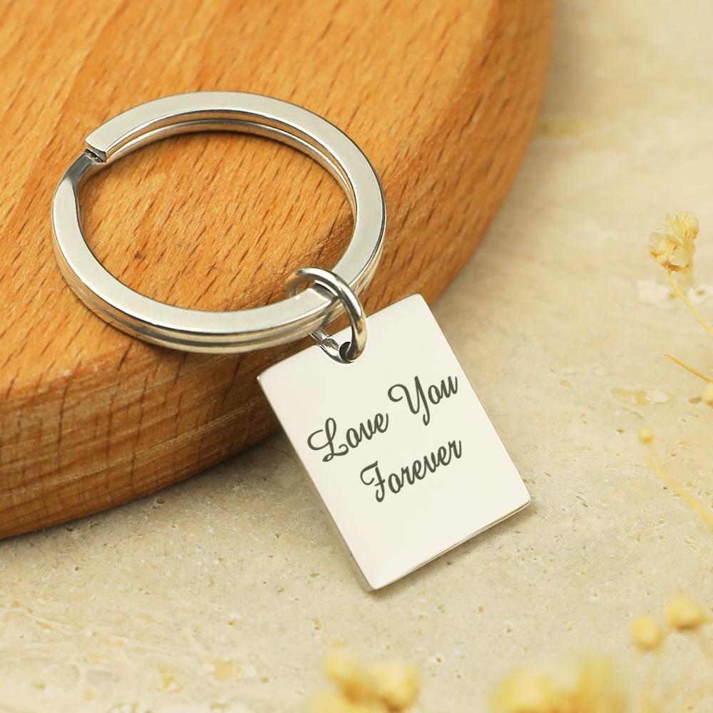 Custom Photo Keychain Personalized Engraved Keychain with Text for Couple - soufeelmy
