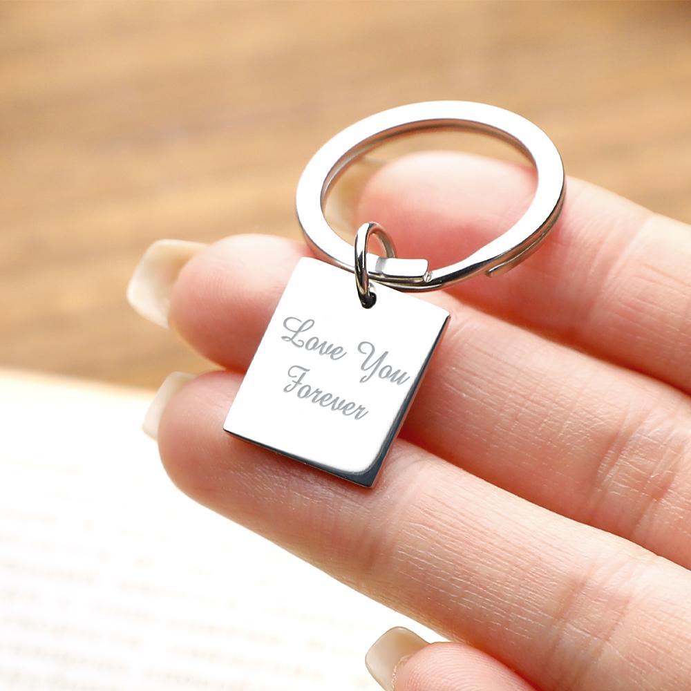 Custom Photo Keychain Personalized Engraved Keychain with Text for Couple - soufeelmy