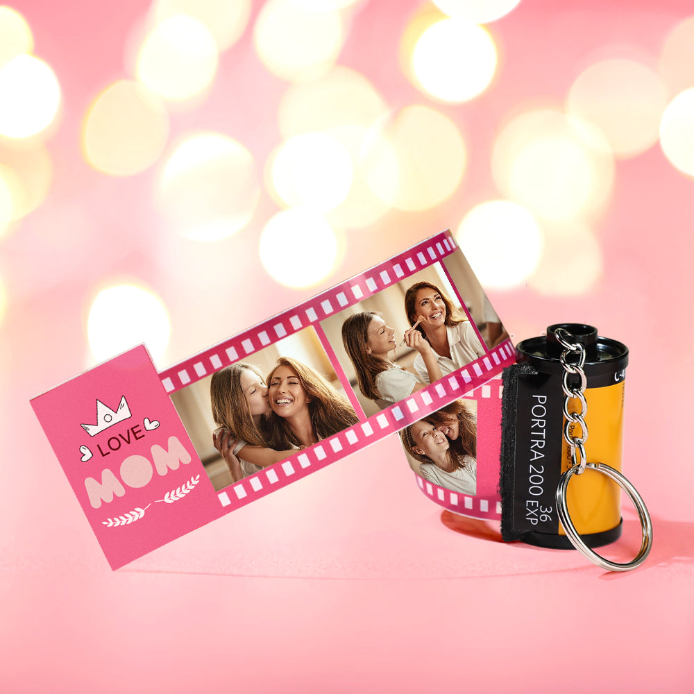 Custom Multiple Photos Film Roll Keychain Heartwarming Camera Keychain Gift For Mom - soufeelmy