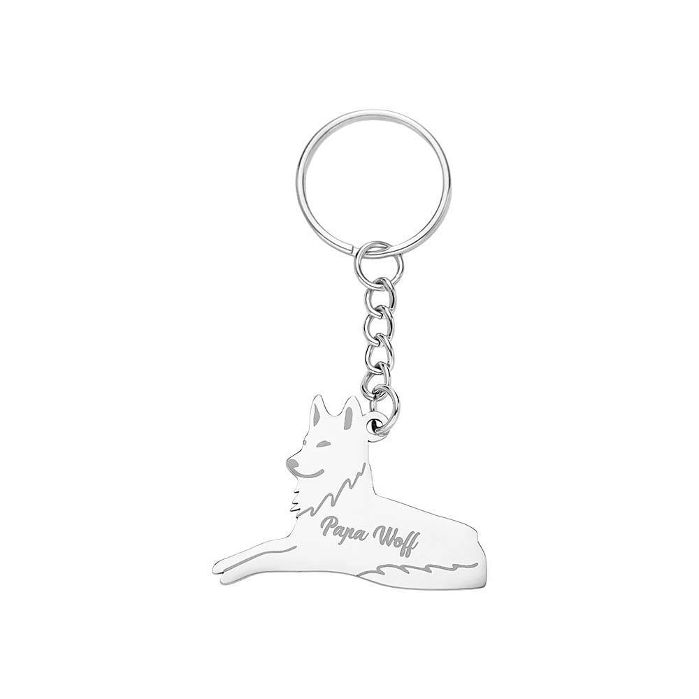 Personalized Wolf Keychain with Engraved Family Names Gift for Family - soufeelmy