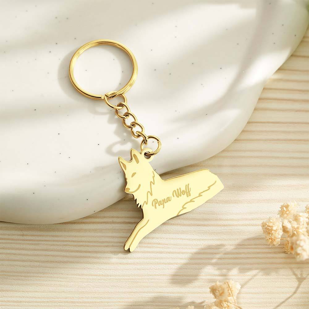 Personalized Wolf Keychain with Engraved Family Names Gift for Family - soufeelmy