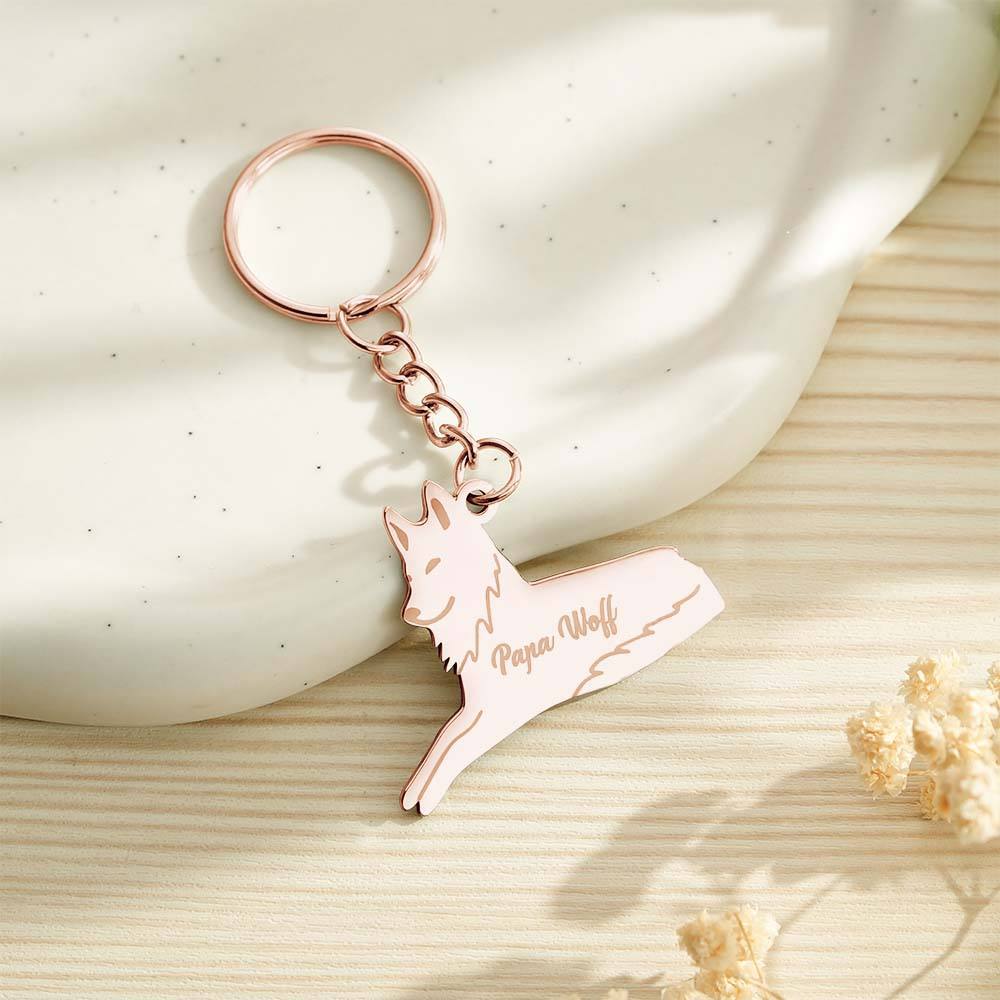 Personalized Wolf Keychain with Engraved Family Names Gift for Family - soufeelmy