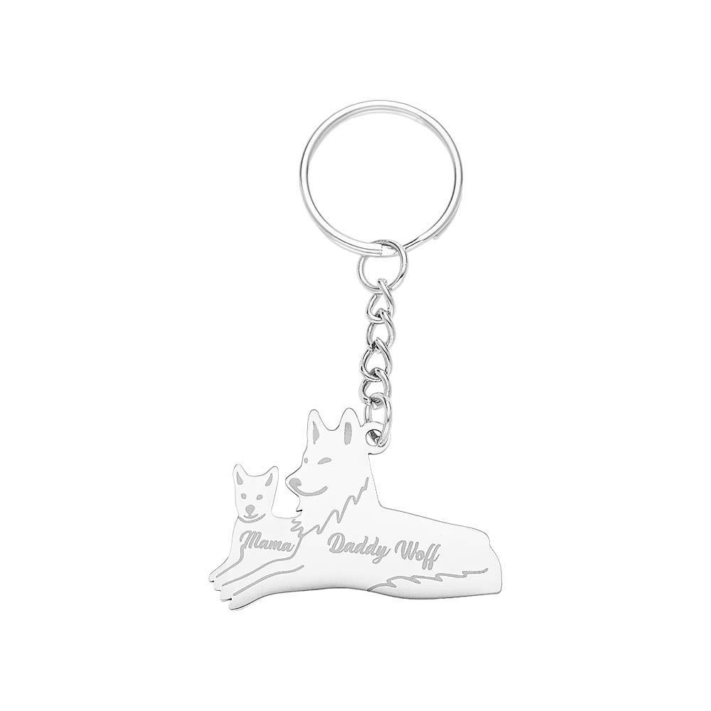 Personalized Wolf Keychain with Engraved Family Names Gift for Family - soufeelmy