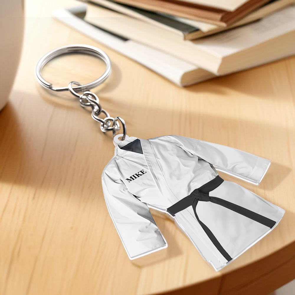 Custom Karate Uniform Acrylic Keychain With Text Unique Gift For Taekwondo Fighter