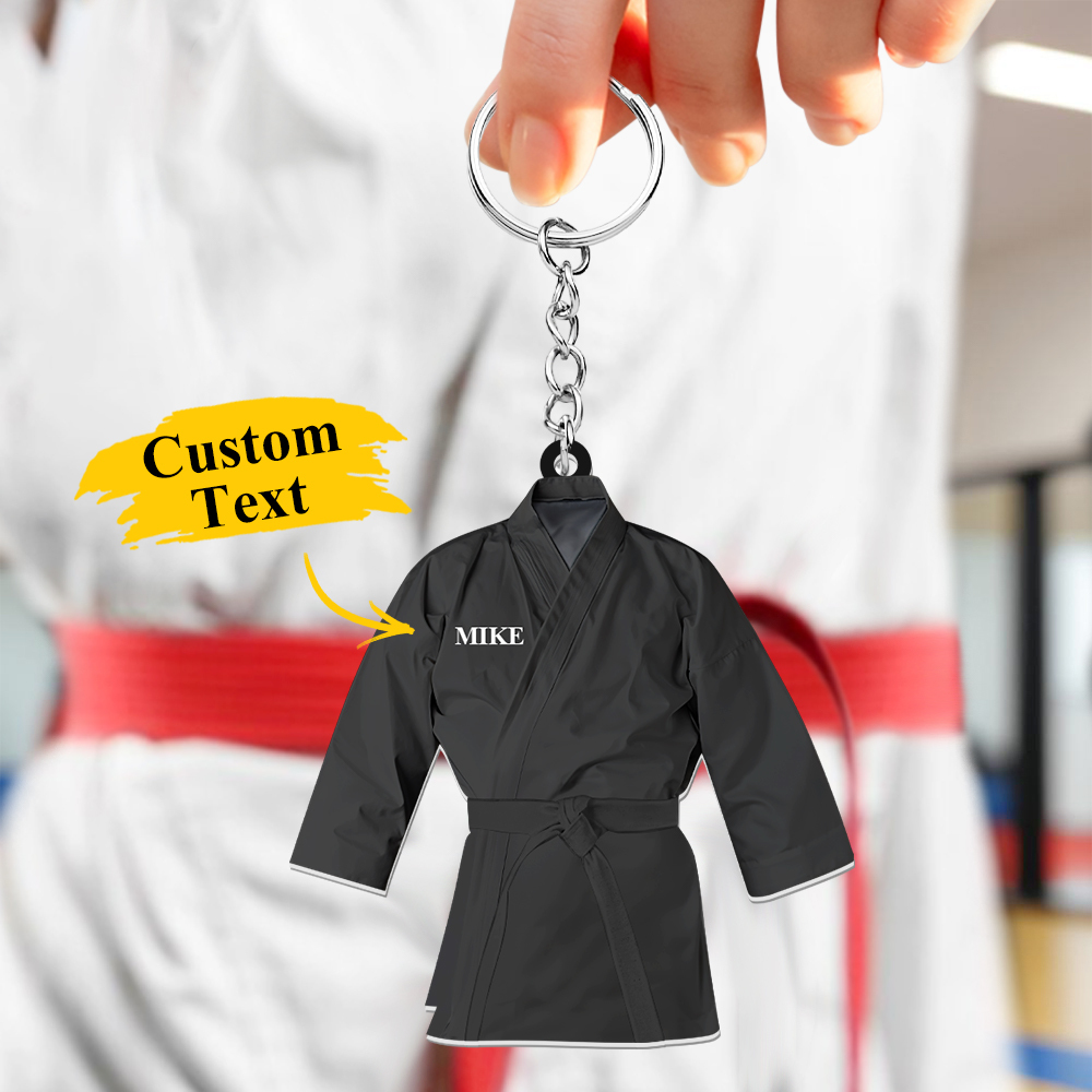 Custom Karate Uniform Acrylic Keychain With Text Unique Gift For Taekwondo Fighter - soufeelmy