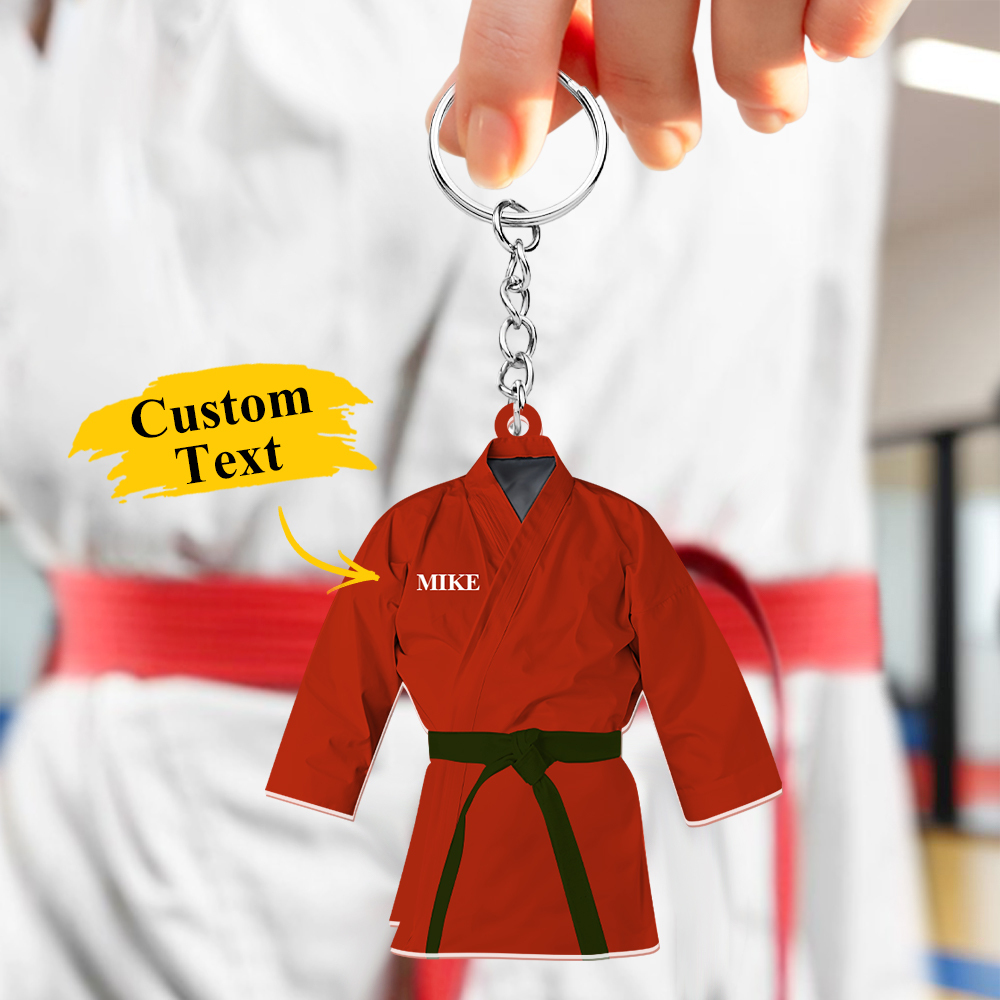 Custom Karate Uniform Acrylic Keychain With Text Unique Gift For Taekwondo Fighter - soufeelmy