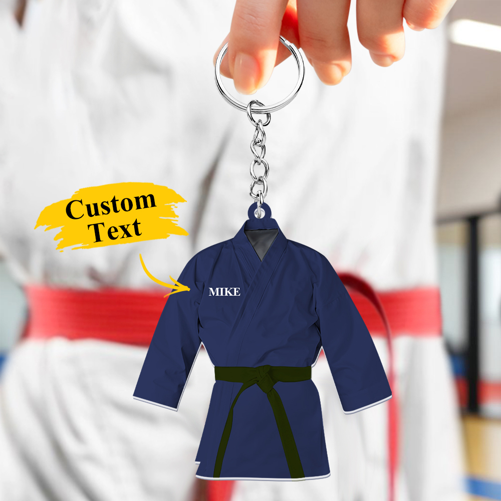 Custom Karate Uniform Acrylic Keychain With Text Unique Gift For Taekwondo Fighter - soufeelmy