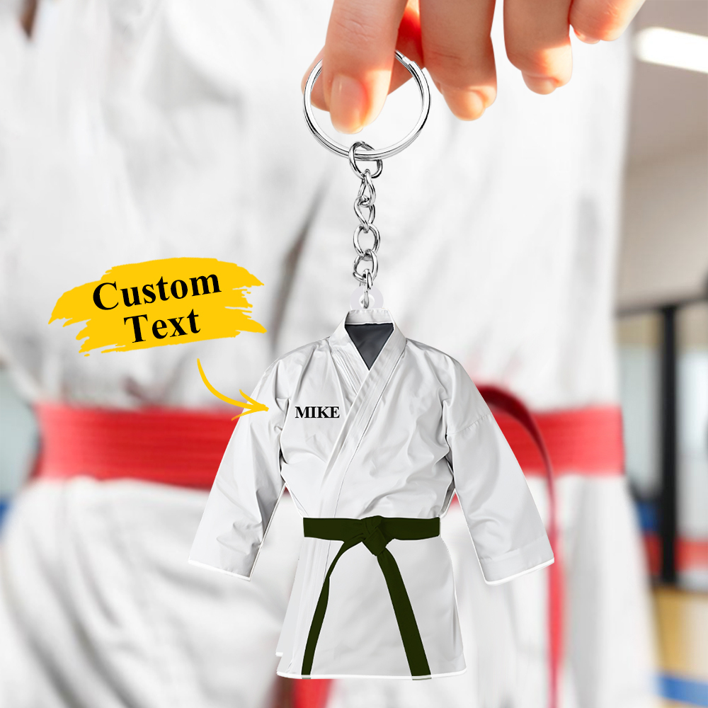 Custom Karate Uniform Acrylic Keychain With Text Unique Gift For Taekwondo Fighter - soufeelmy