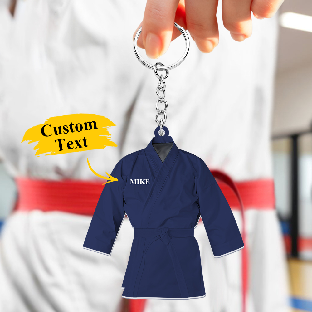 Custom Karate Uniform Acrylic Keychain With Text Unique Gift For Taekwondo Fighter - soufeelmy