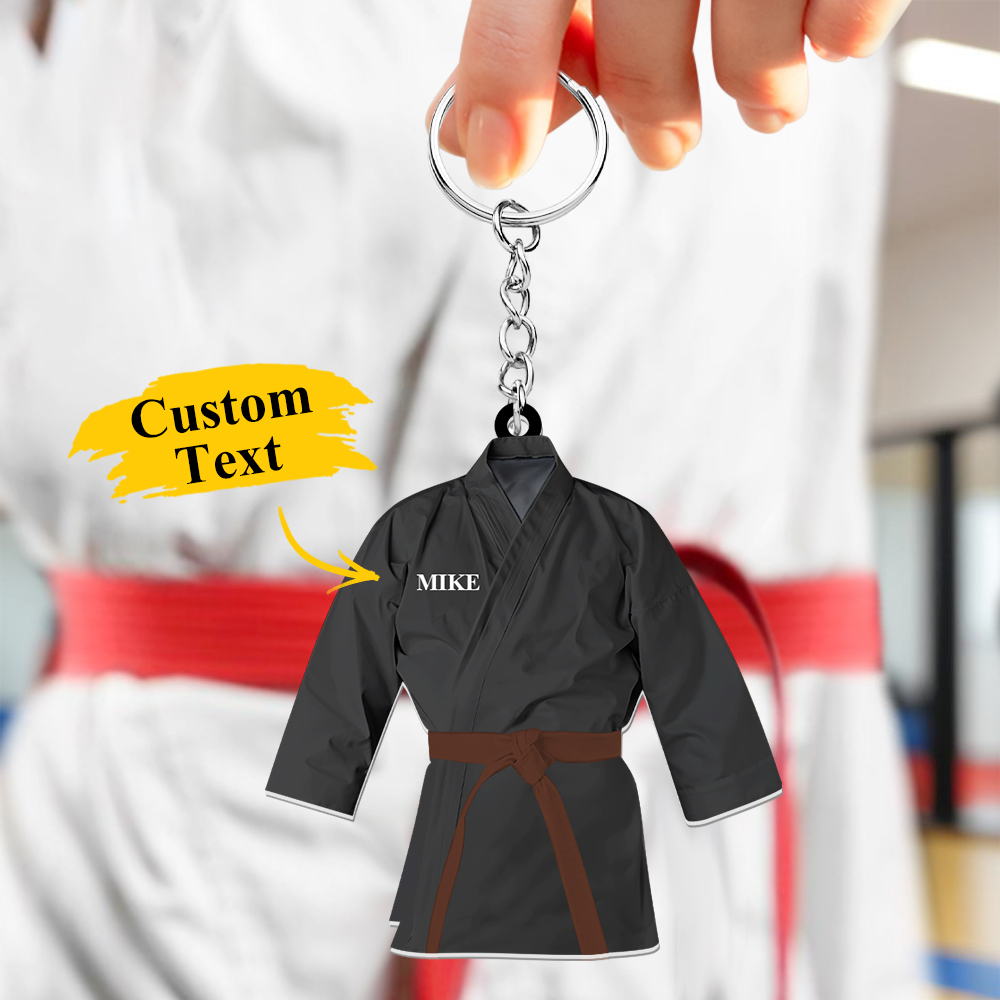 Custom Karate Uniform Acrylic Keychain With Text Unique Gift For Taekwondo Fighter - soufeelmy