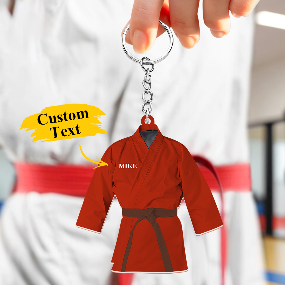 Custom Karate Uniform Acrylic Keychain With Text Unique Gift For Taekwondo Fighter - soufeelmy