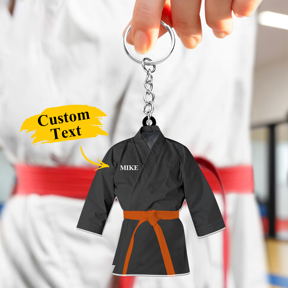Custom Karate Uniform Acrylic Keychain With Text Unique Gift For Taekwondo Fighter - soufeelmy