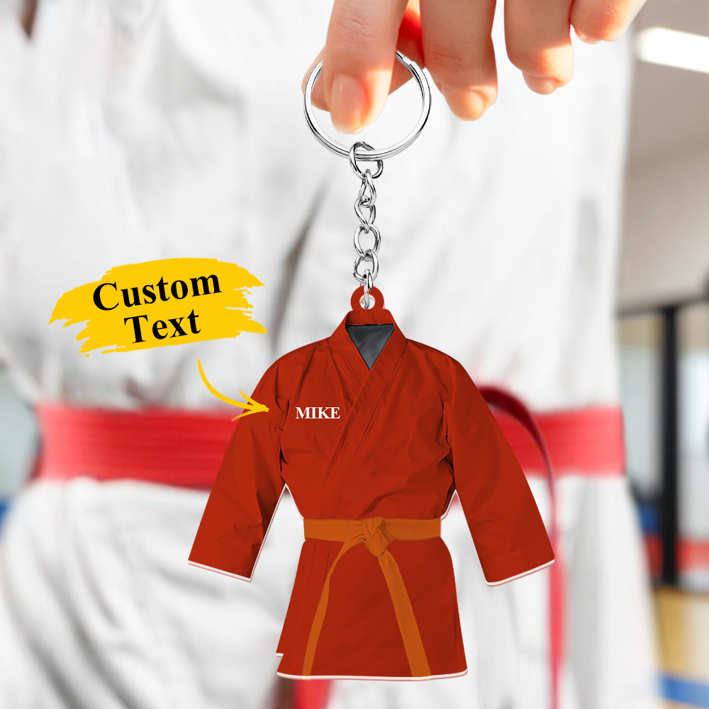 Custom Karate Uniform Acrylic Keychain With Text Unique Gift For Taekwondo Fighter - soufeelmy