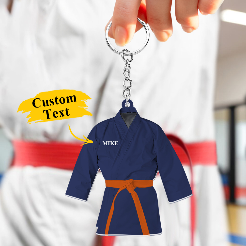Custom Karate Uniform Acrylic Keychain With Text Unique Gift For Taekwondo Fighter - soufeelmy