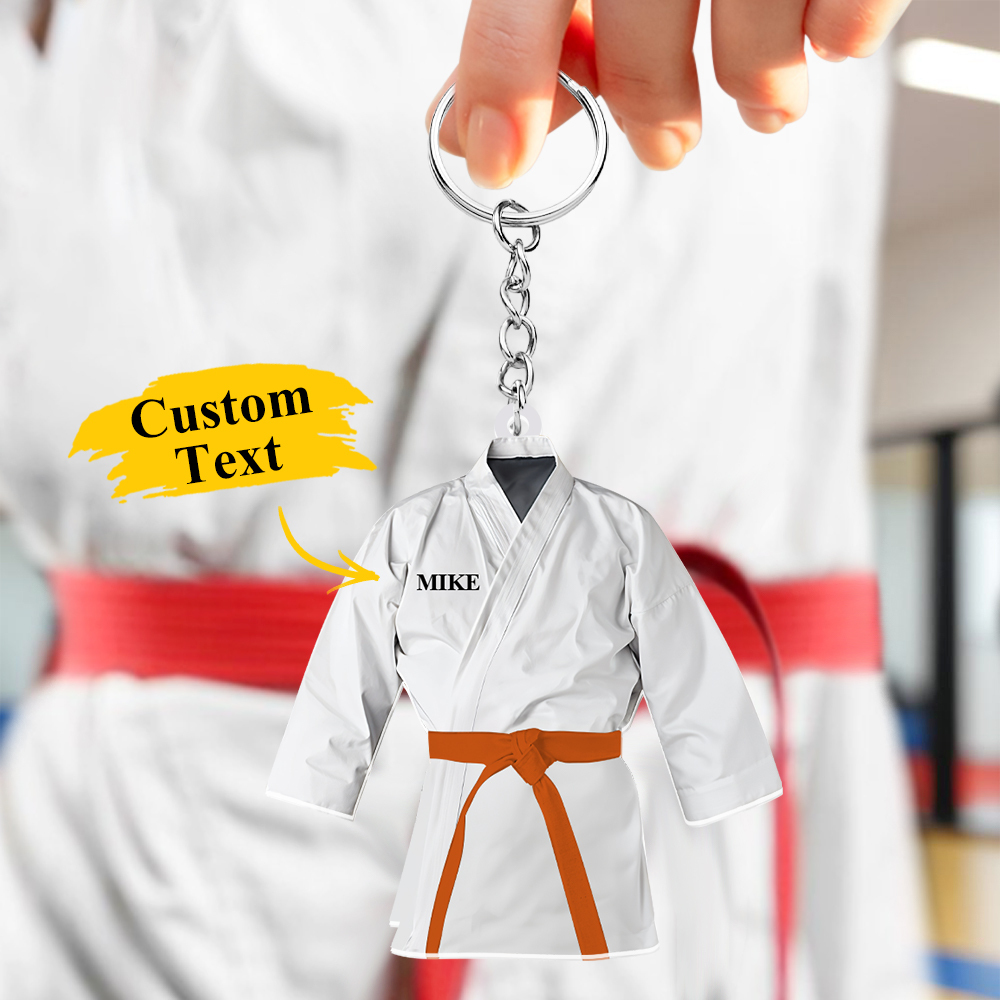 Custom Karate Uniform Acrylic Keychain With Text Unique Gift For Taekwondo Fighter - soufeelmy