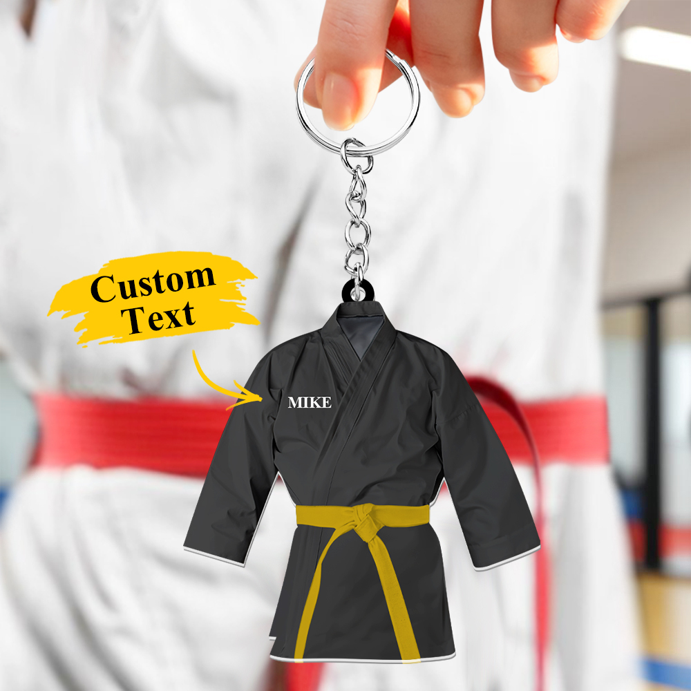Custom Karate Uniform Acrylic Keychain With Text Unique Gift For Taekwondo Fighter - soufeelmy