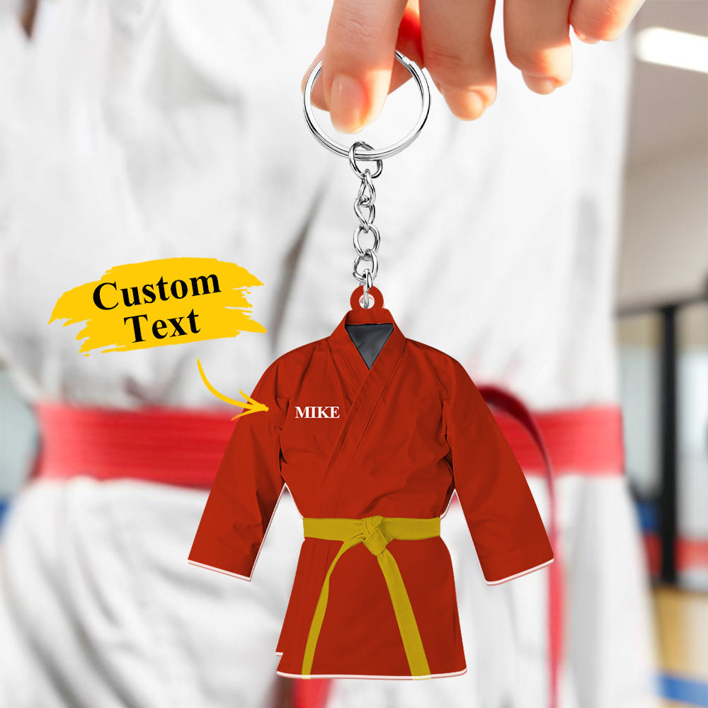 Custom Karate Uniform Acrylic Keychain With Text Unique Gift For Taekwondo Fighter - soufeelmy