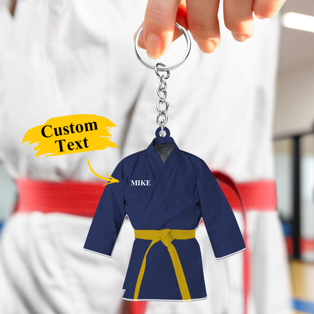Custom Karate Uniform Acrylic Keychain With Text Unique Gift For Taekwondo Fighter - soufeelmy