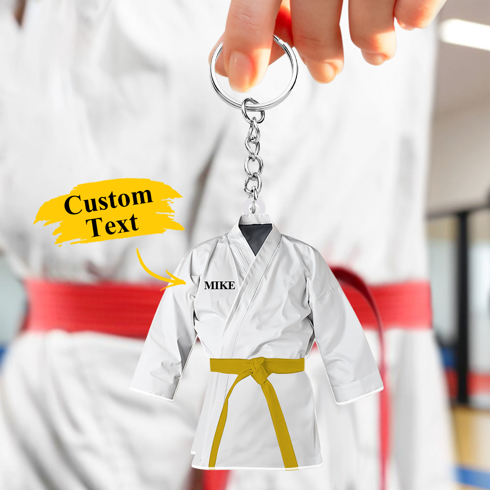 Custom Karate Uniform Acrylic Keychain With Text Unique Gift For Taekwondo Fighter - soufeelmy
