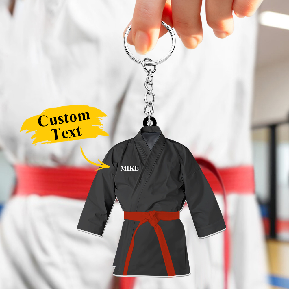 Custom Karate Uniform Acrylic Keychain With Text Unique Gift For Taekwondo Fighter - soufeelmy