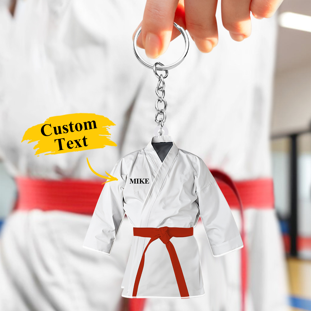 Custom Karate Uniform Acrylic Keychain With Text Unique Gift For Taekwondo Fighter - soufeelmy