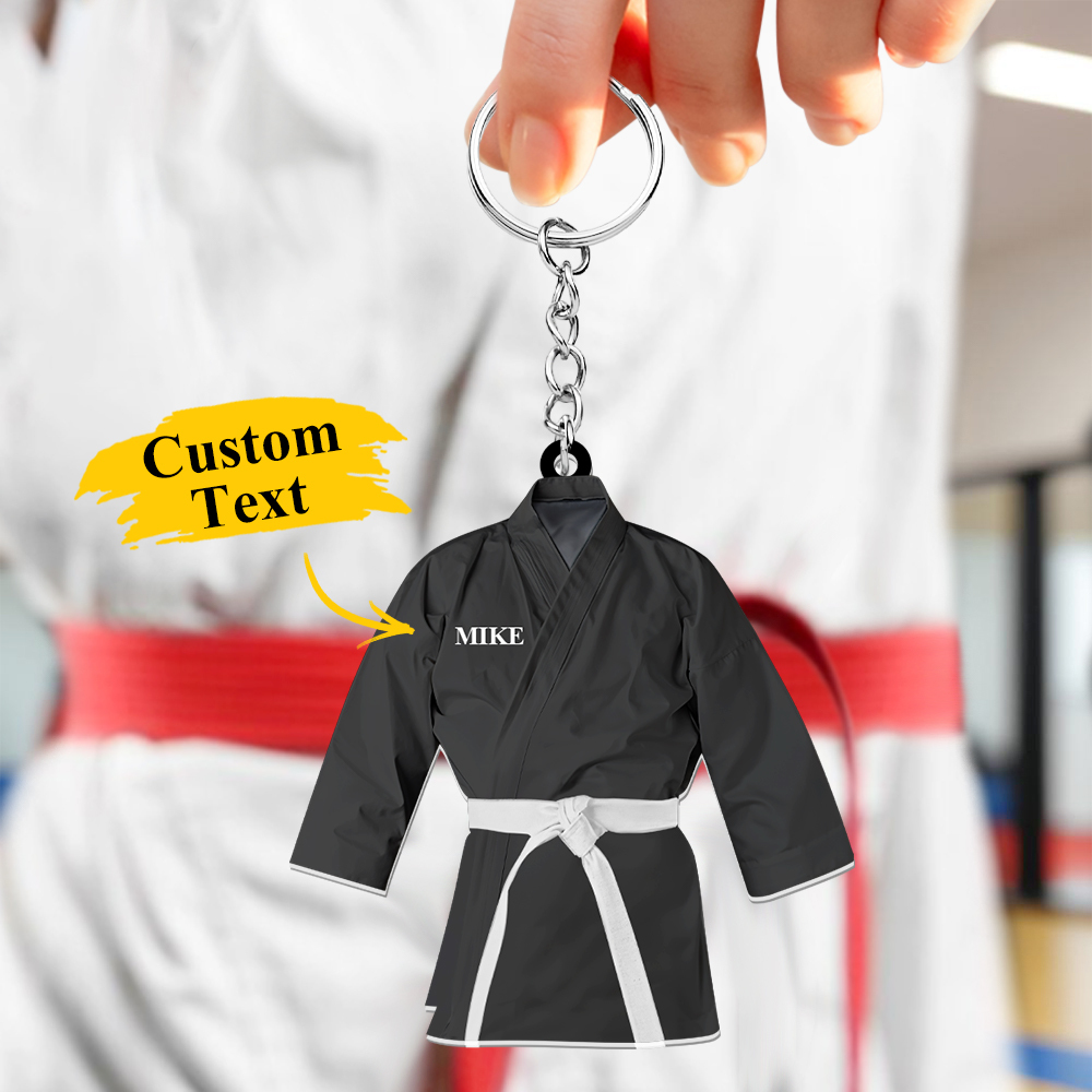 Custom Karate Uniform Acrylic Keychain With Text Unique Gift For Taekwondo Fighter - soufeelmy