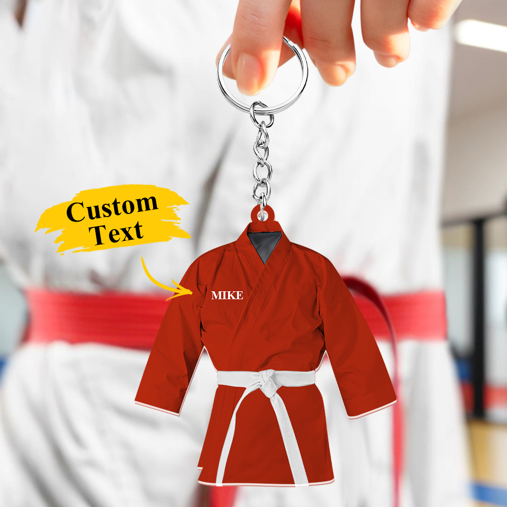 Custom Karate Uniform Acrylic Keychain With Text Unique Gift For Taekwondo Fighter - soufeelmy