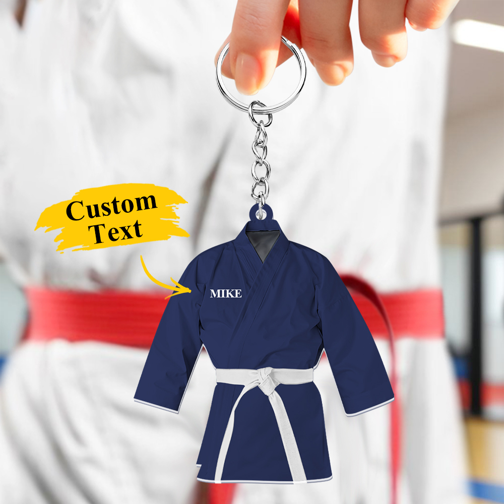 Custom Karate Uniform Acrylic Keychain With Text Unique Gift For Taekwondo Fighter - soufeelmy