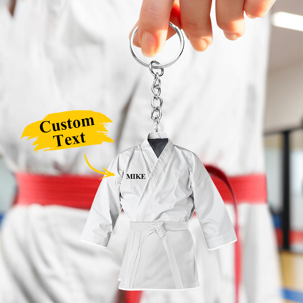 Custom Karate Uniform Acrylic Keychain With Text Unique Gift For Taekwondo Fighter - soufeelmy