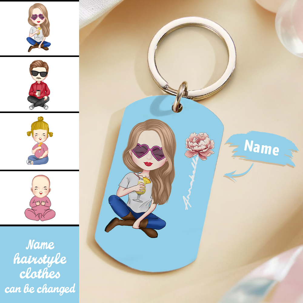 Personalized Cute Cartoon Birth Flower Calendar Keychain Birthday Back to School Gift for Kids - soufeelmy