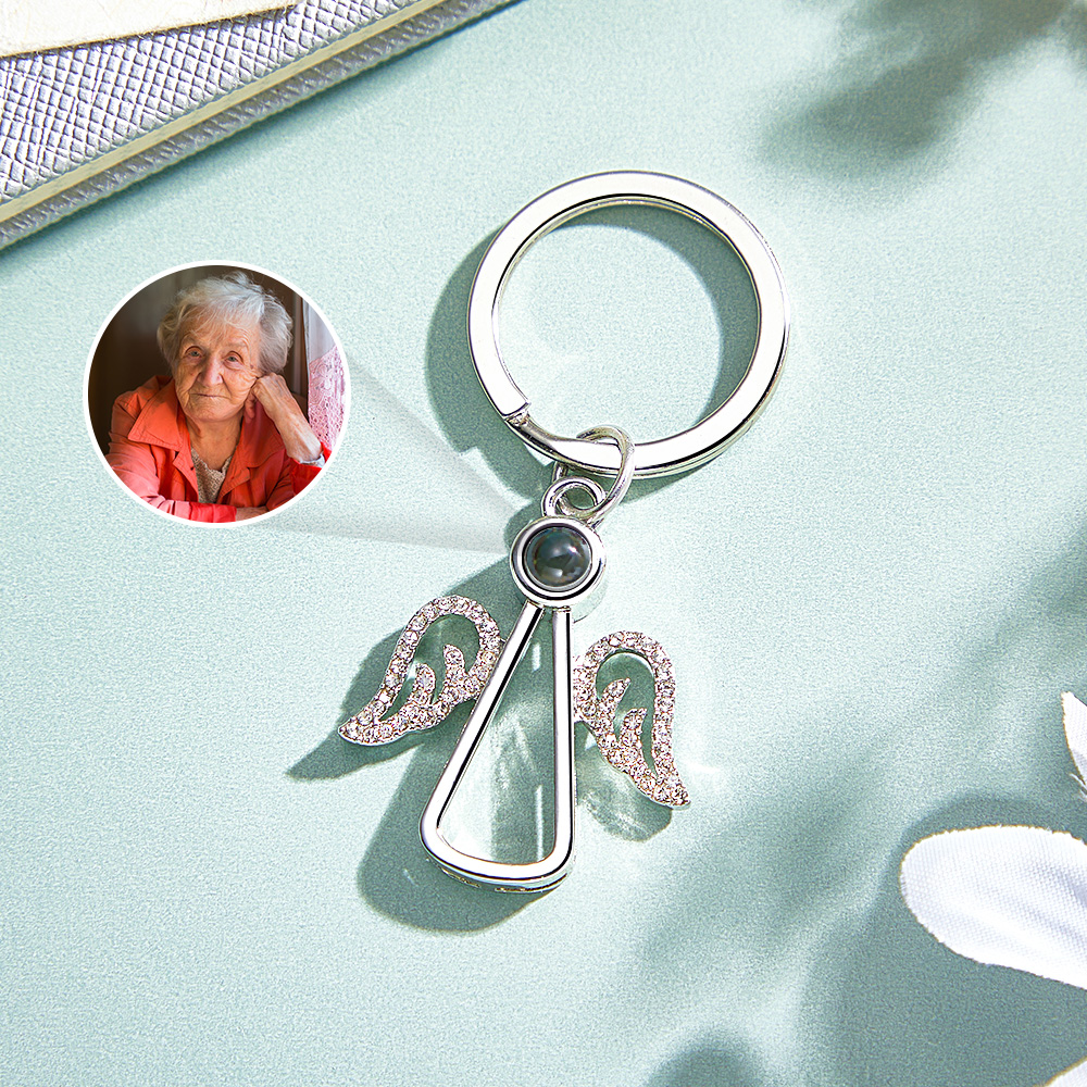 Personalized Angel Photo Keychain Projection Gem Ornament Memorial Gifts For Her - soufeelmy