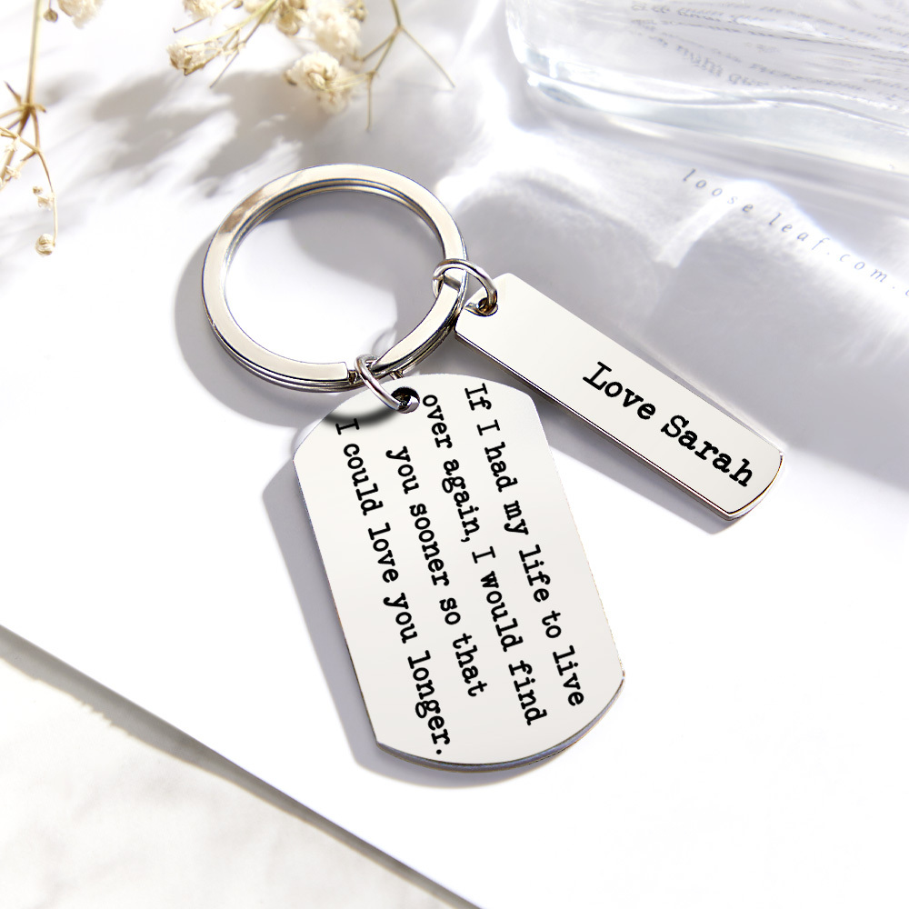 Love You Longer Keyring Engraved Keychain Custom Name For Couple - soufeelmy