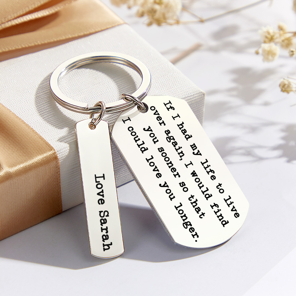 Love You Longer Keyring Engraved Keychain Custom Name For Couple - soufeelmy
