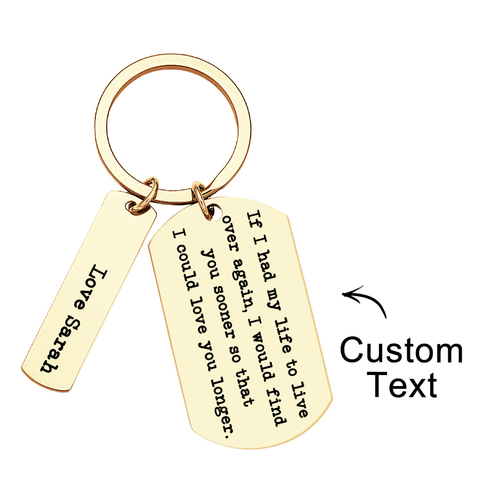 Love You Longer Keyring Engraved Keychain Custom Name For Couple - soufeelmy
