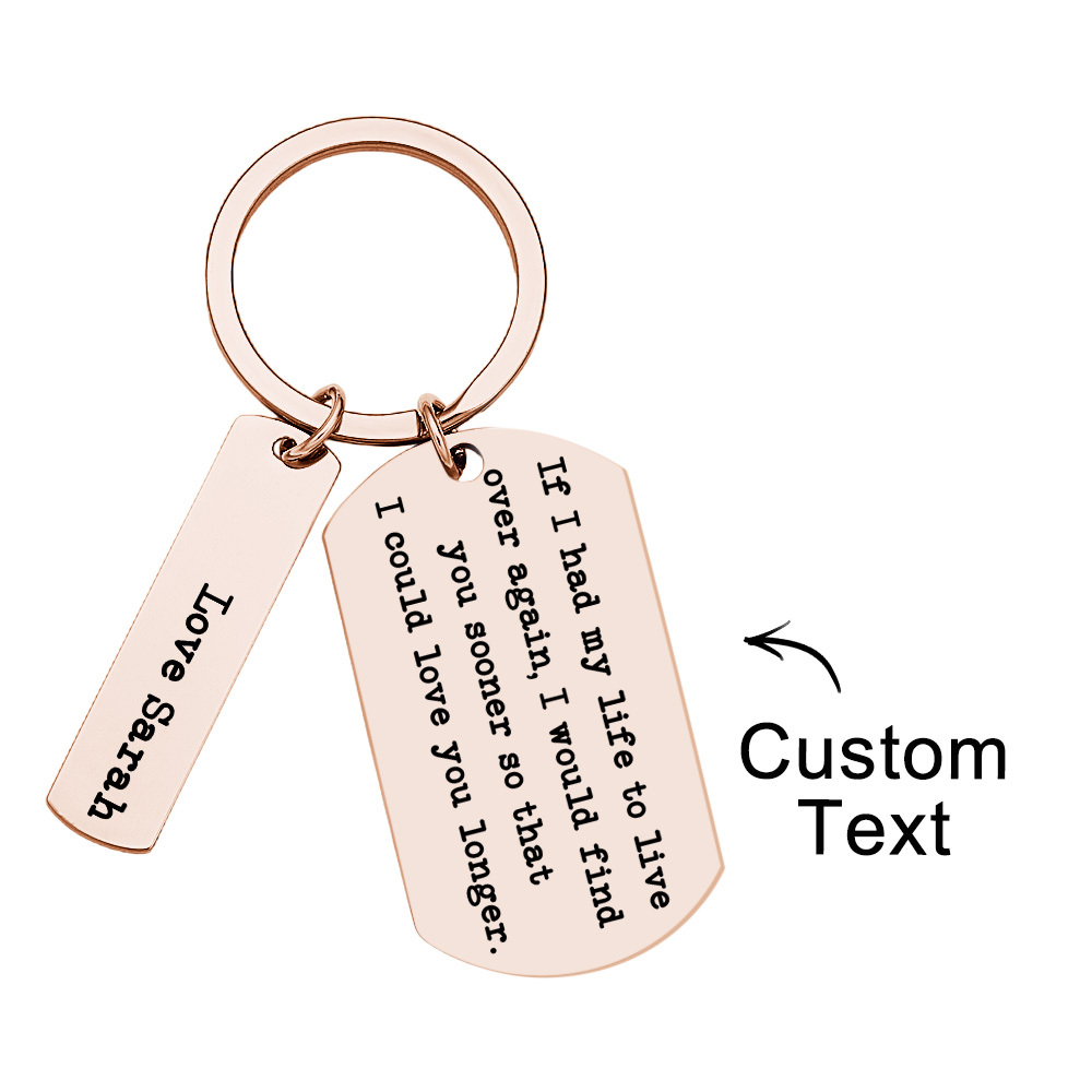 Love You Longer Keyring Engraved Keychain Custom Name For Couple - soufeelmy