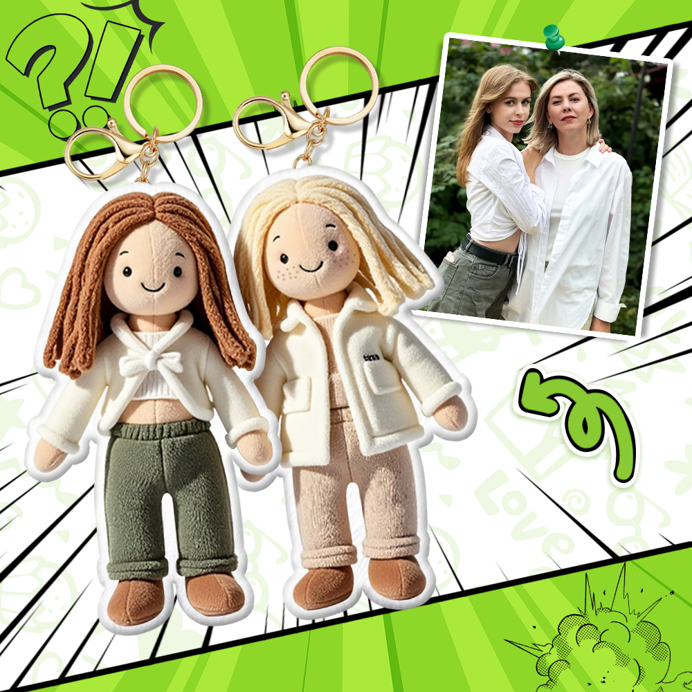 Personalized Photo Plush Doll Keychain Mini Me Plush Keychain Mother's Day Gift Gifts for Son