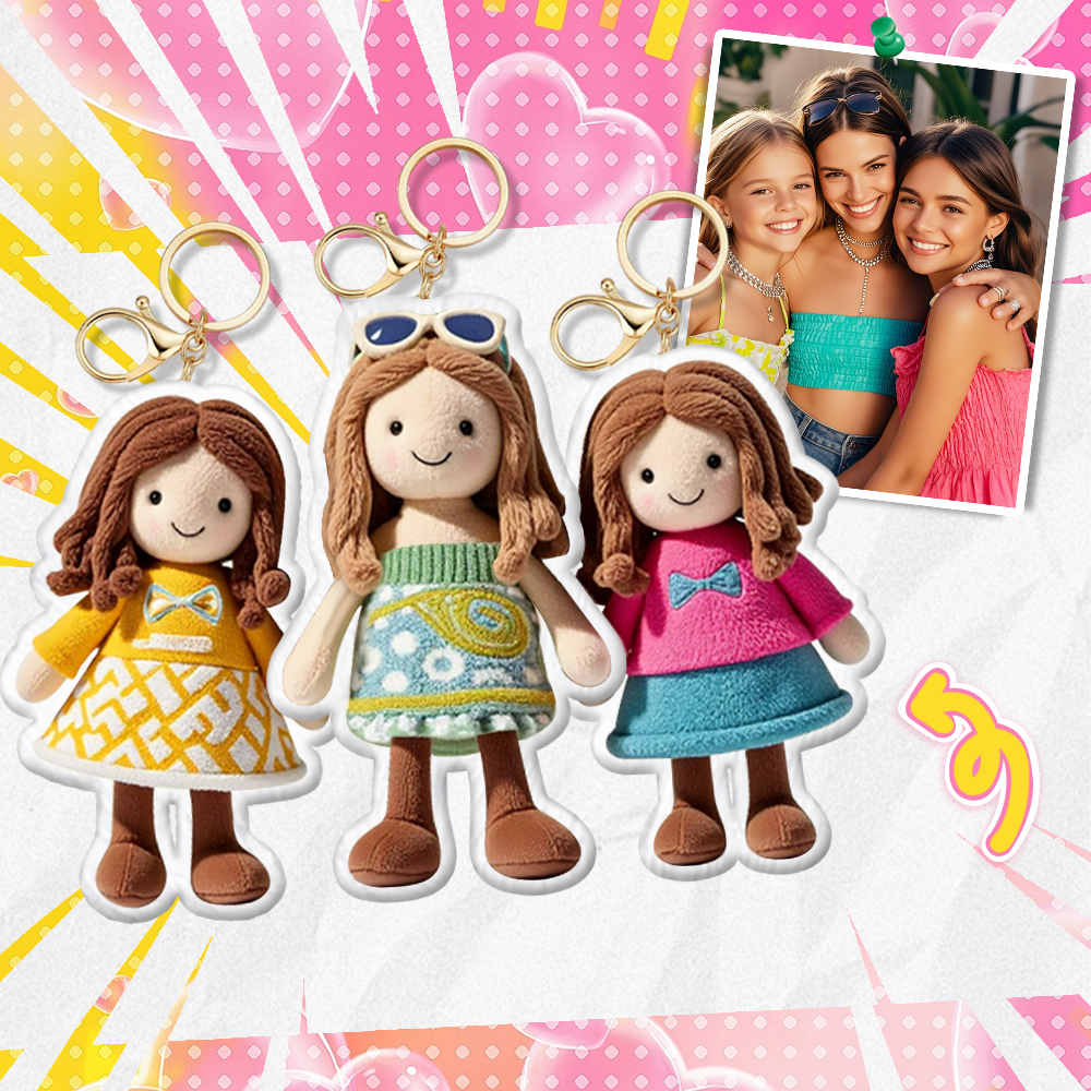 Personalized Photo Plush Doll Keychain Mini Me Plush Keychain Mother's Day Gift Gifts for Son