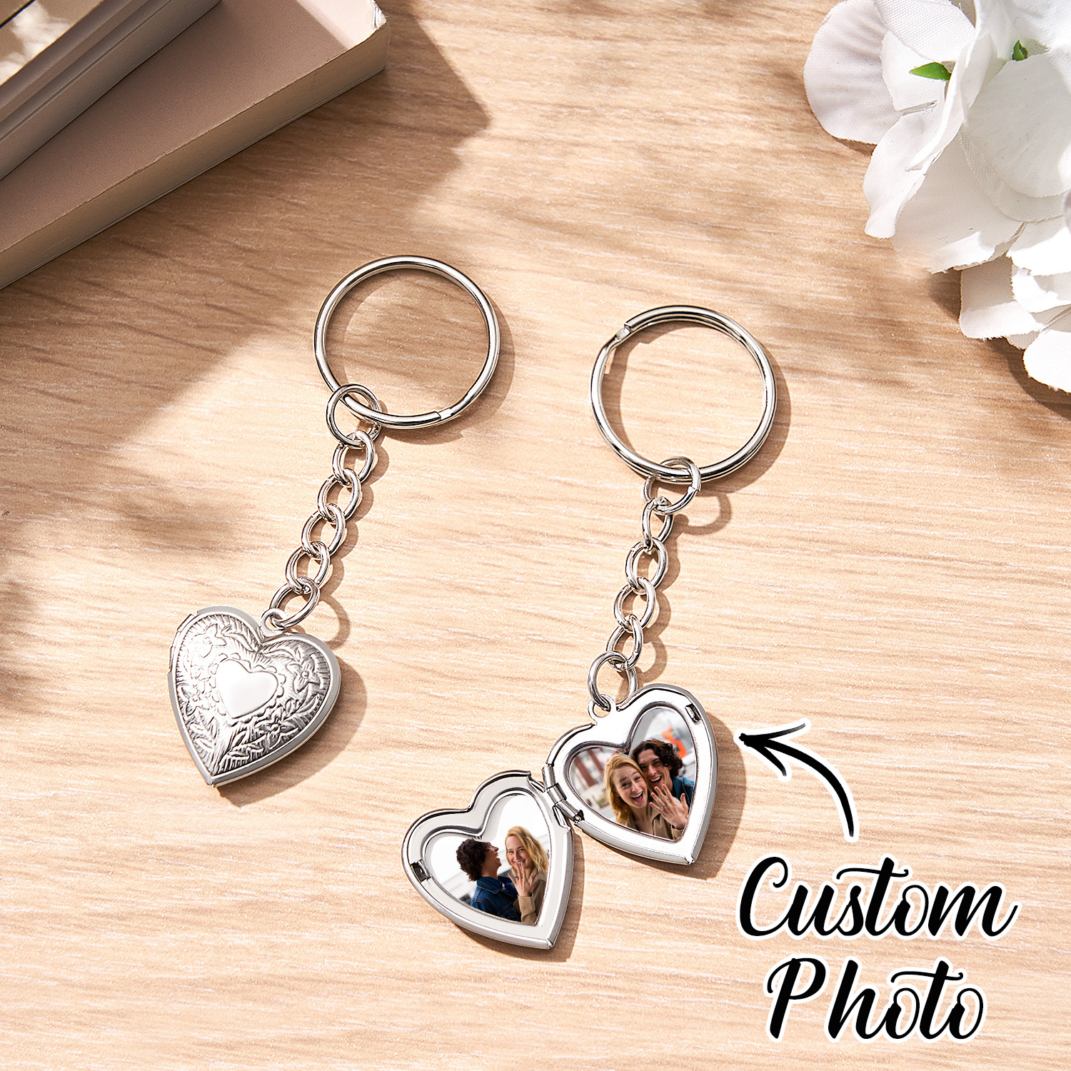 Custom Photo Keychain Braided Personality Photo Heart Locket Keychain - soufeelmy