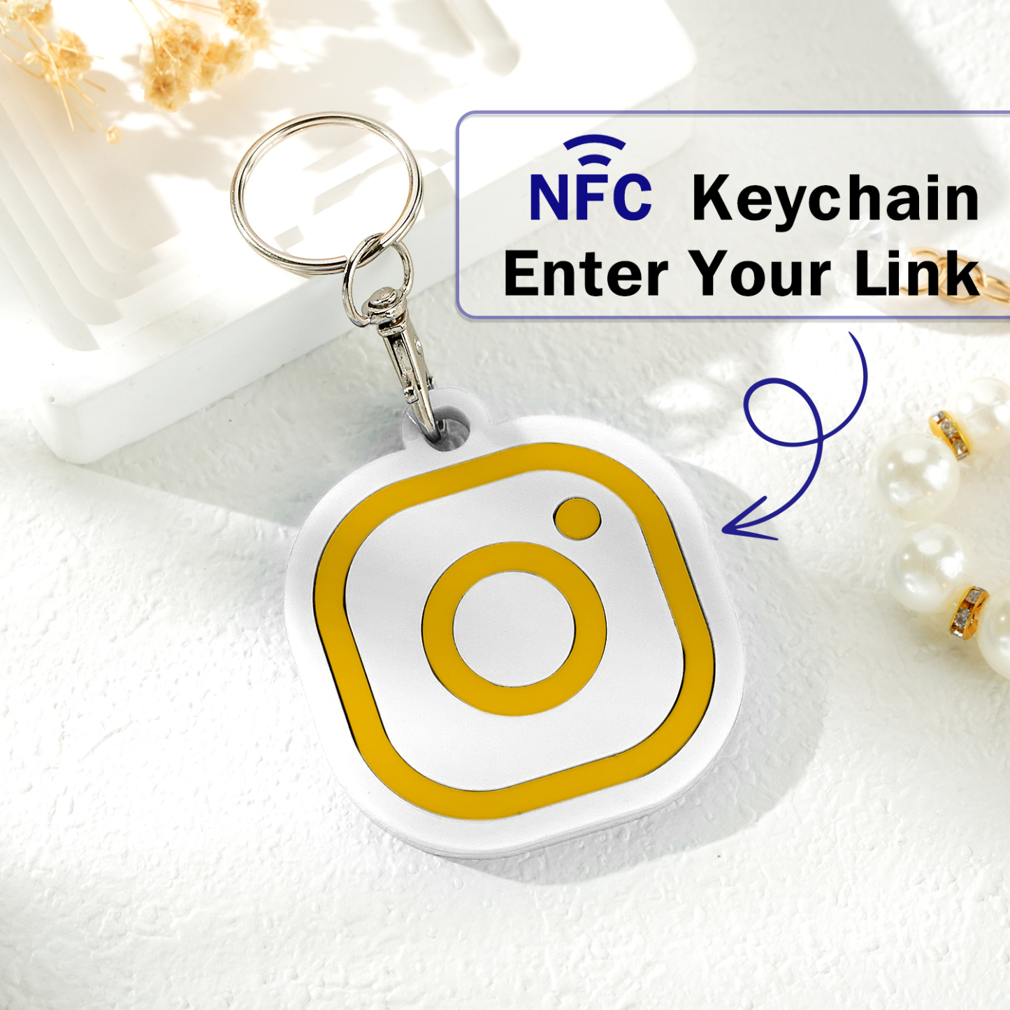 Custom Instagram Smart Nfc Keychain For Social Media Tap And Follow Digital Business Card Payment Link Cash App Link Tree - soufeelmy