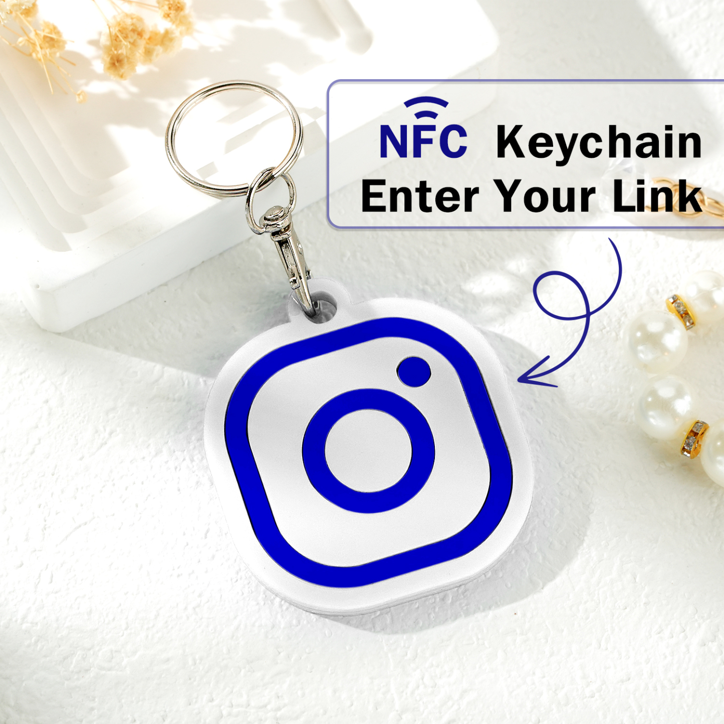 Custom Instagram Smart Nfc Keychain For Social Media Tap And Follow Digital Business Card Payment Link Cash App Link Tree - soufeelmy