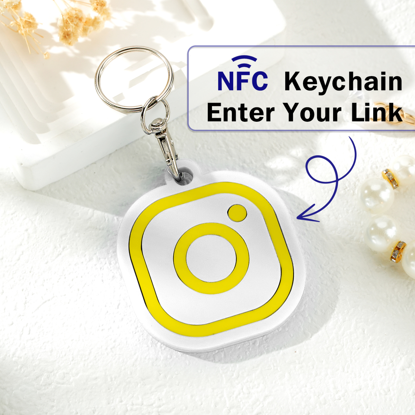 Custom Instagram Smart Nfc Keychain For Social Media Tap And Follow Digital Business Card Payment Link Cash App Link Tree - soufeelmy