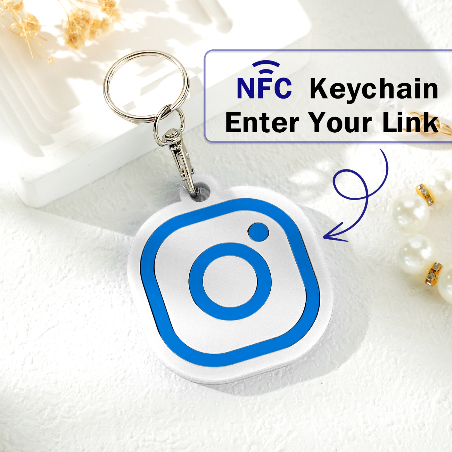 Custom Instagram Smart Nfc Keychain For Social Media Tap And Follow Digital Business Card Payment Link Cash App Link Tree - soufeelmy