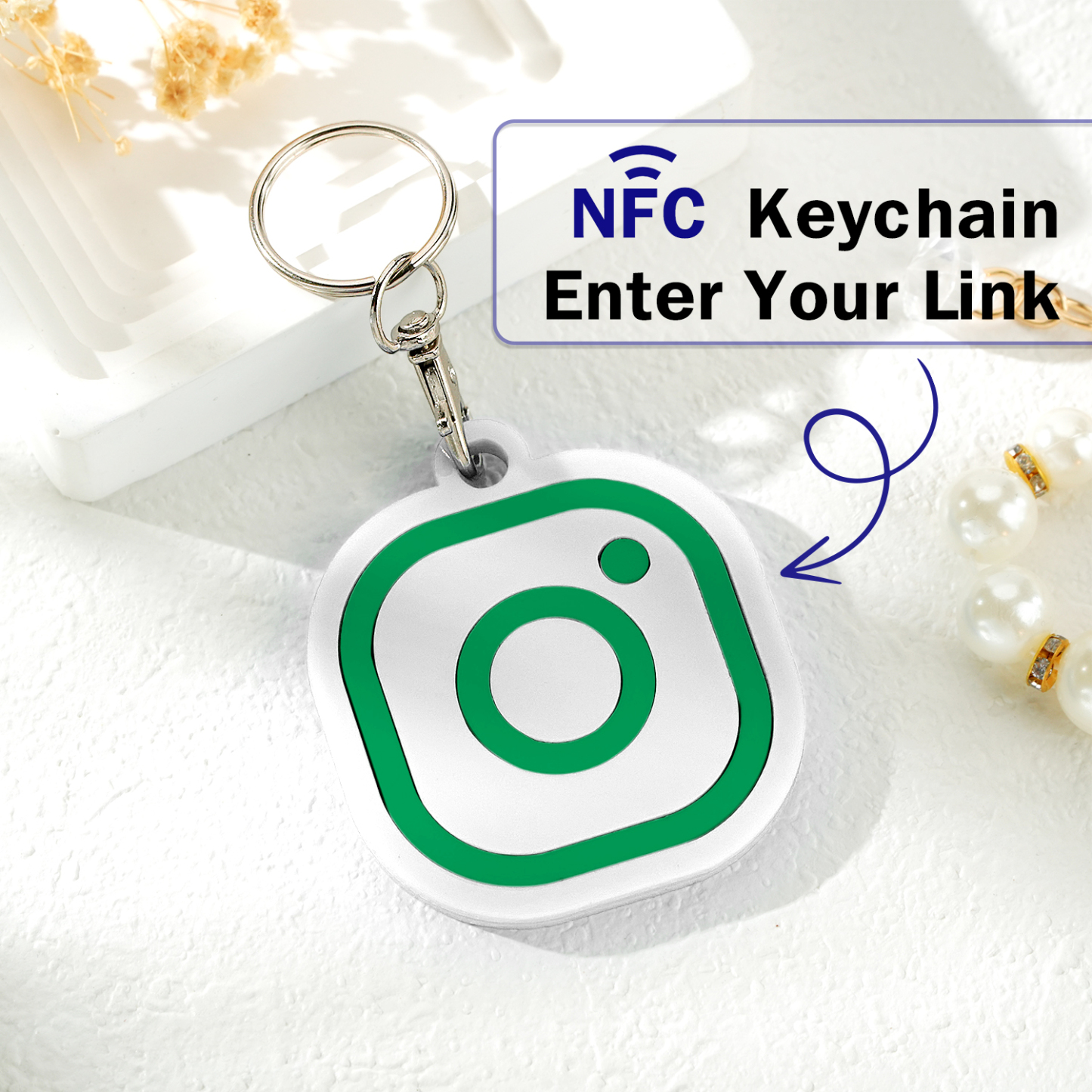 Custom Instagram Smart Nfc Keychain For Social Media Tap And Follow Digital Business Card Payment Link Cash App Link Tree - soufeelmy