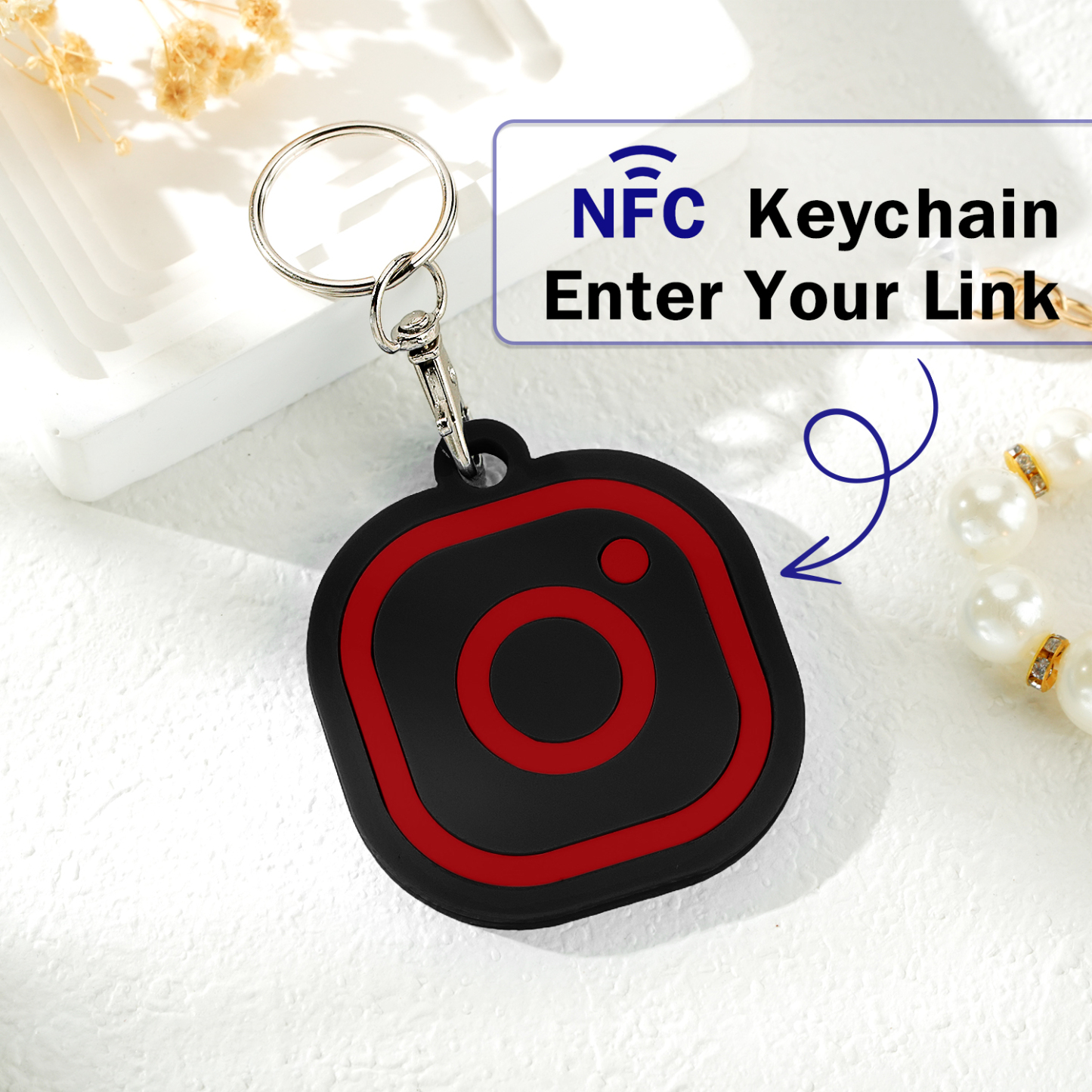 Custom Instagram Smart Nfc Keychain For Social Media Tap And Follow Digital Business Card Payment Link Cash App Link Tree - soufeelmy